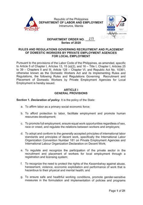 DEPARTMENT ORDER NO. 078.
